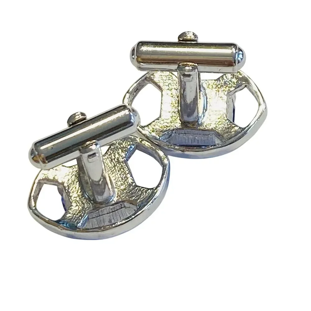 Vintage Y2K Cufflinks Silvertone Settings & Chunky Lavender Purple Rhinestones